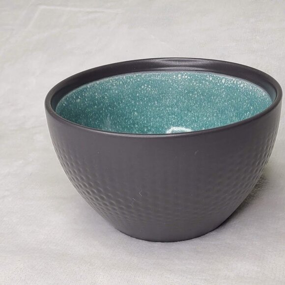 Mikasa Maddox Stoneware Cereal Soup Bowl Black Teal Replacement Dinnerware - Picture 2 of 7
